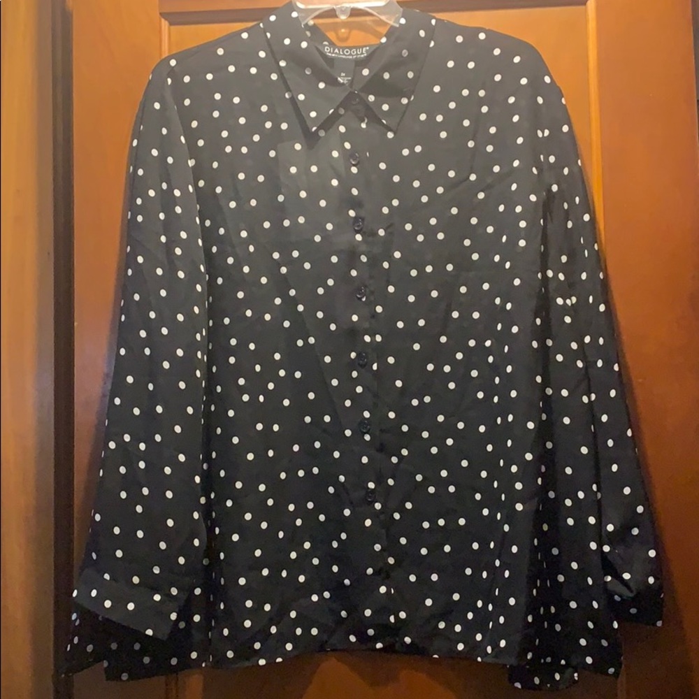 Dialogue polka dot sheer shirt 3X